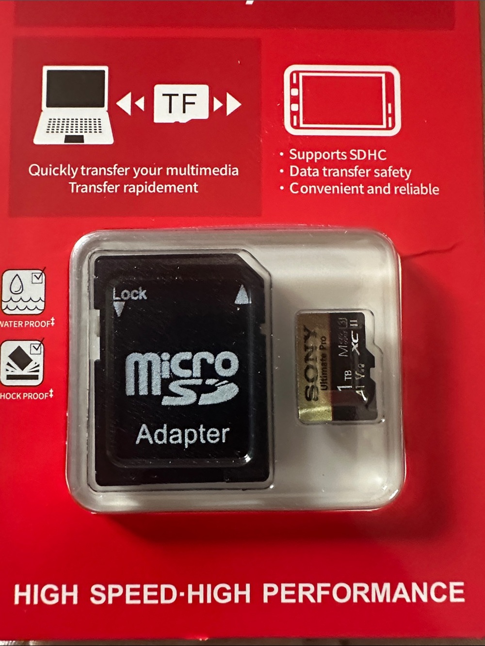 Sony 1 Tb Micro SD Card - Red and Black with Adapter